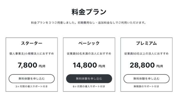［料金・プラン］カラム：３つのプラン